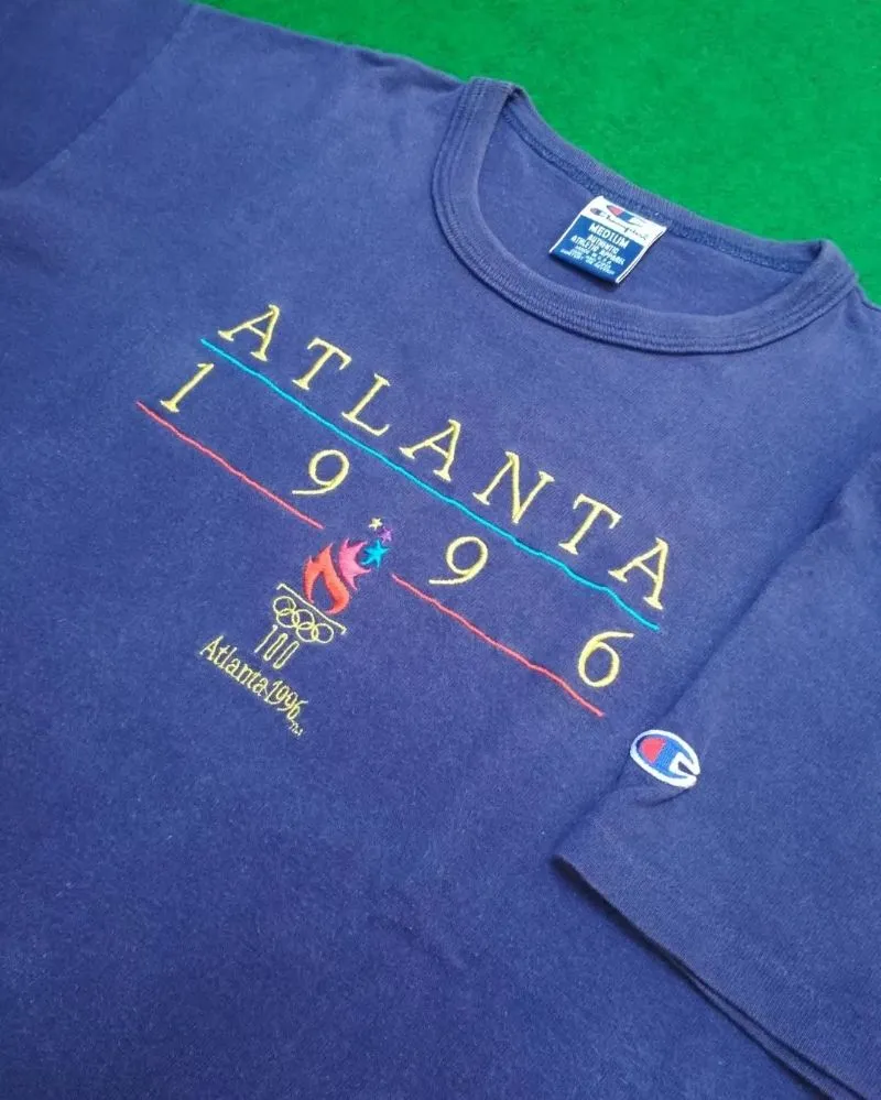 Champion Vintage Y2K T-shirt Pria blue photo 1