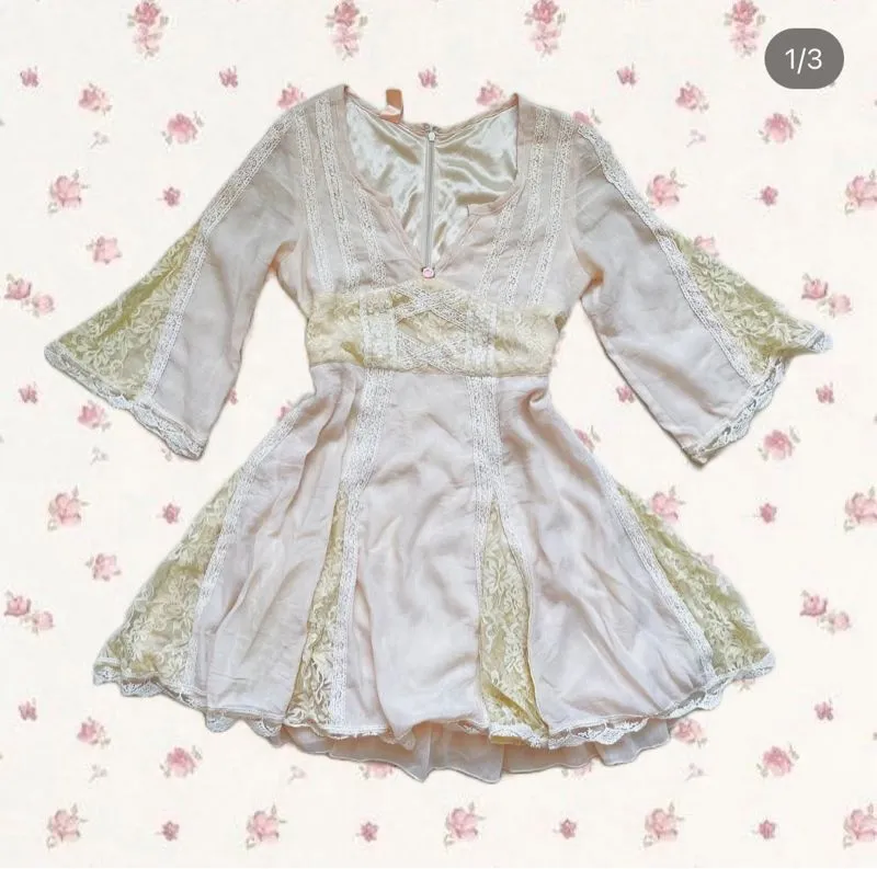 Vintage Fairy Summer dress Wanita white cream photo 1