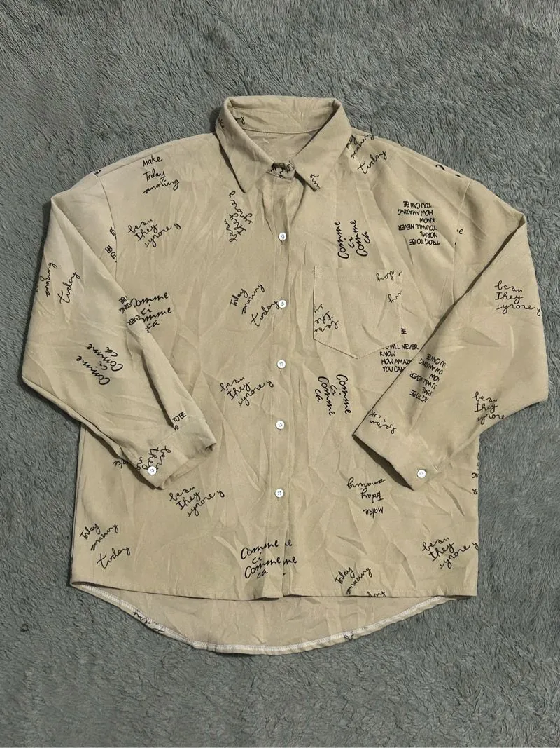 Casual Casual shirt Pria tan photo 1