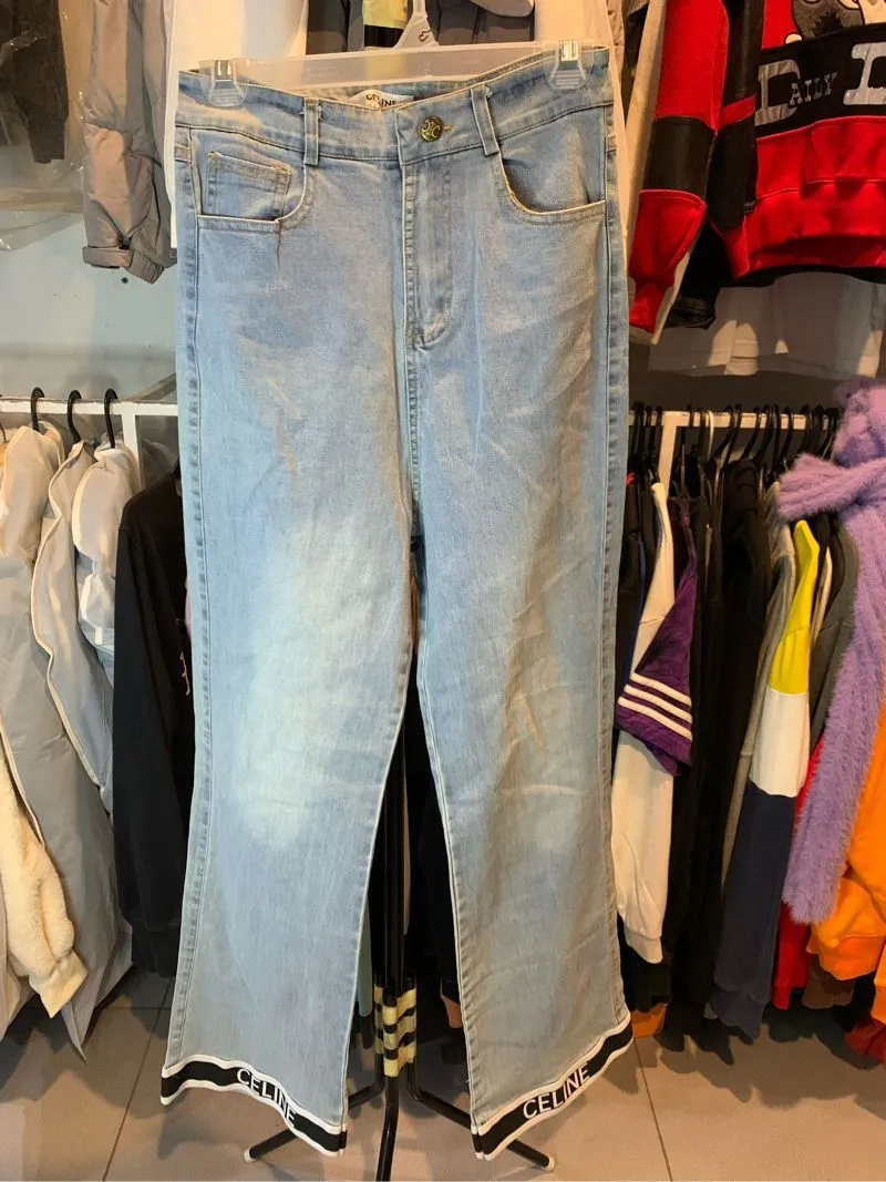 CELINE Casual Flare pants Wanita blue photo 1