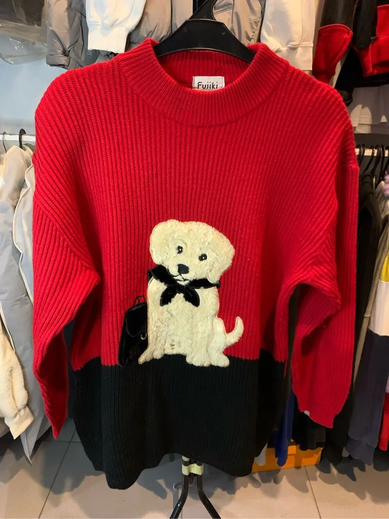 Casual Sweater Wanita black red photo 1