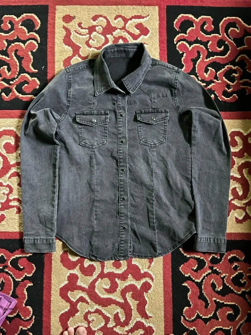 Minimalist Denim jacket Pria black gray photo 1