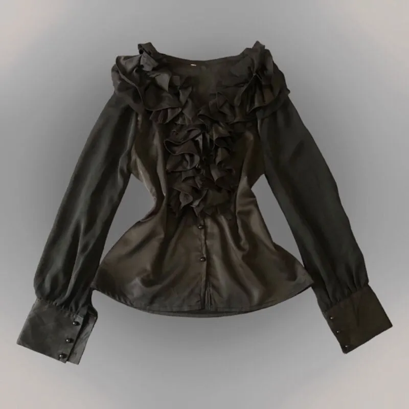 Grunge Goth Blouse Wanita black photo 1