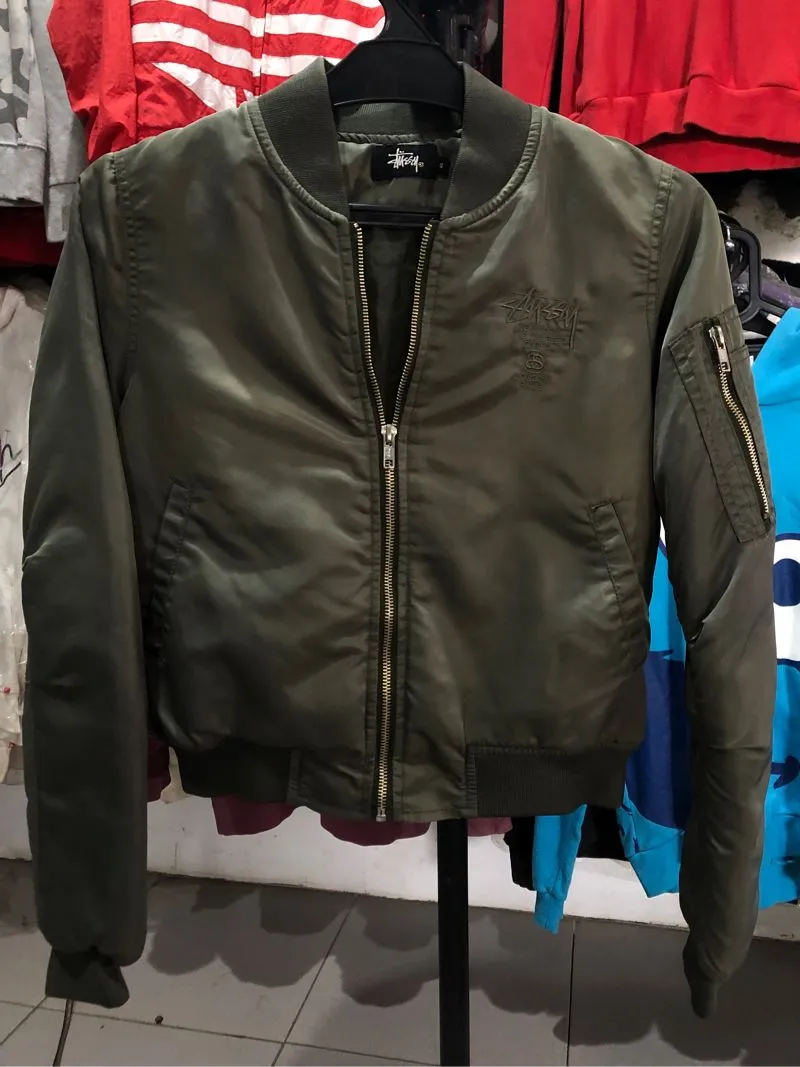 Stussy Streetwear Luxury Bomber jacket Wanita green photo 1