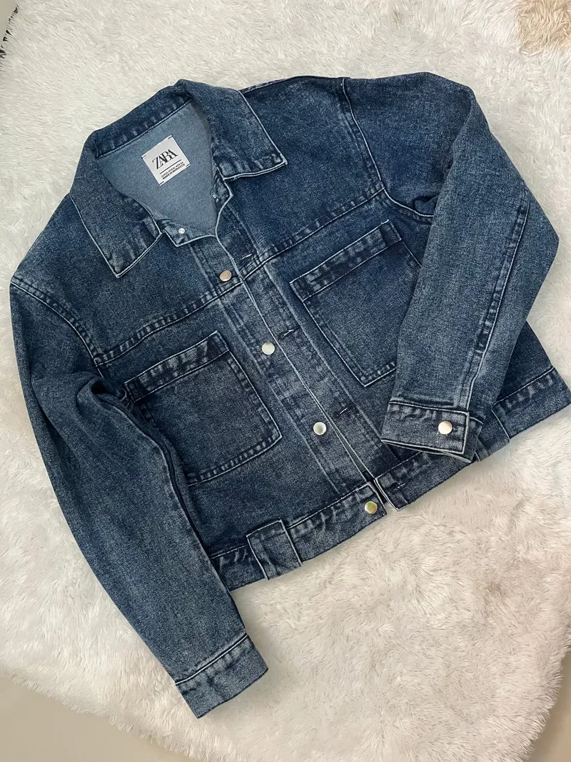 ZARA Streetwear Casual Denim jacket Pria blue photo 1