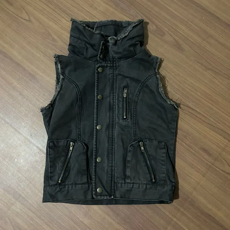 Japanese brand Grunge Emo Vest Wanita black gray photo 1