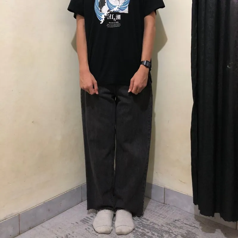 Vintage Streetwear Jeans Pria black gray photo 1