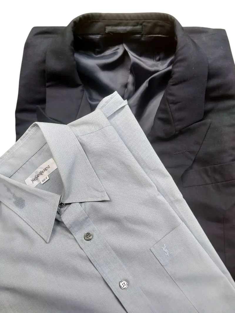 Yves Saint Laurent YSL Casual Formal shirt Pria black gray photo 1