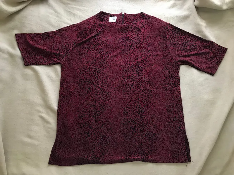 Vintage Casual T-shirt Wanita burgundy black photo 1