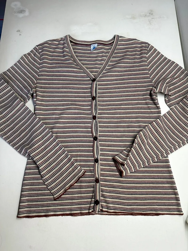 Y2K Casual Shirt Wanita brown cream photo 1