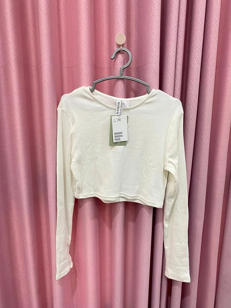 H&M Casual Crop top Wanita white photo 1