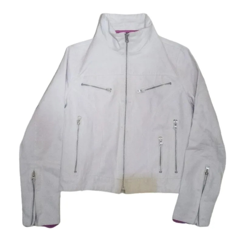 Vintage Streetwear Leather jacket Wanita white photo 1