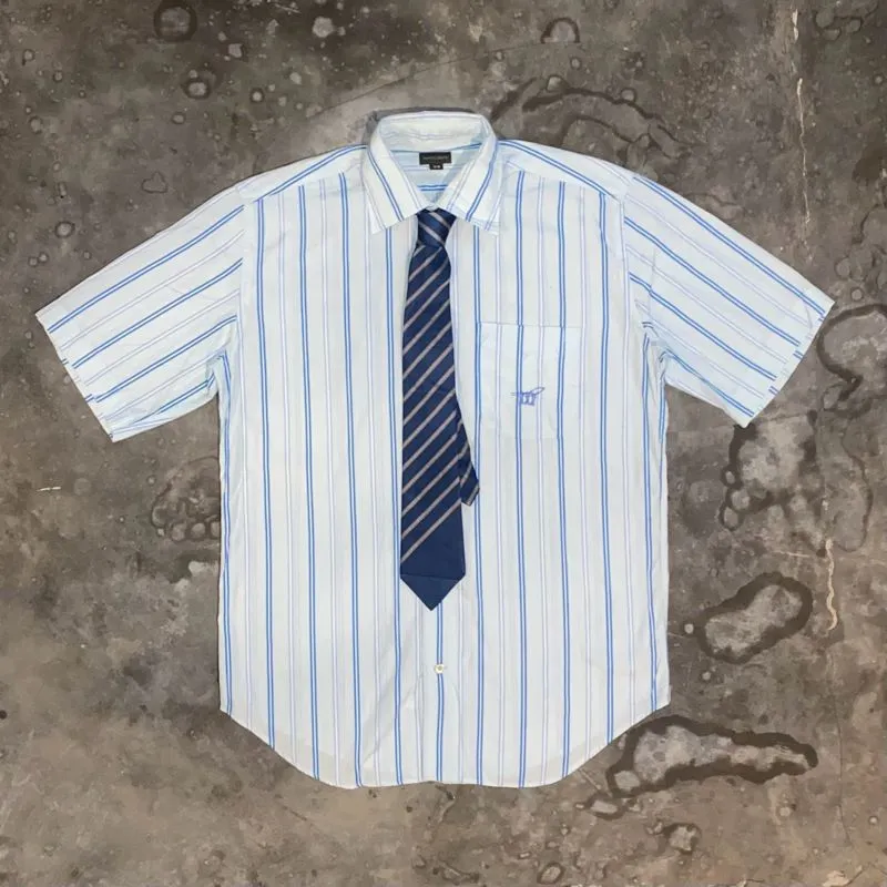 Luxury Minimalist Formal shirt Pria white blue photo 1