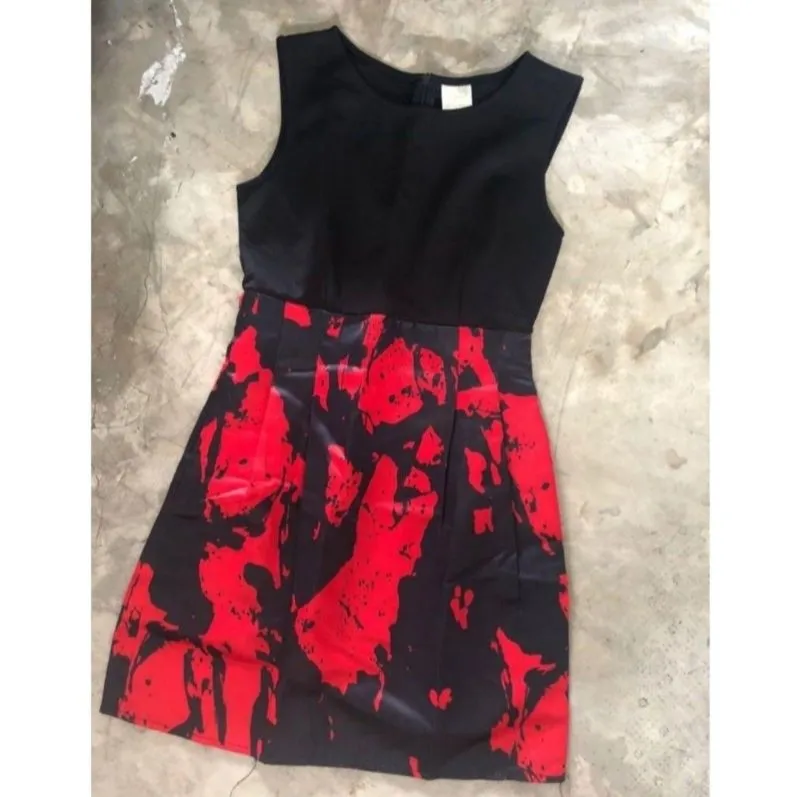 Vintage Casual Casual dress Wanita black red photo 1