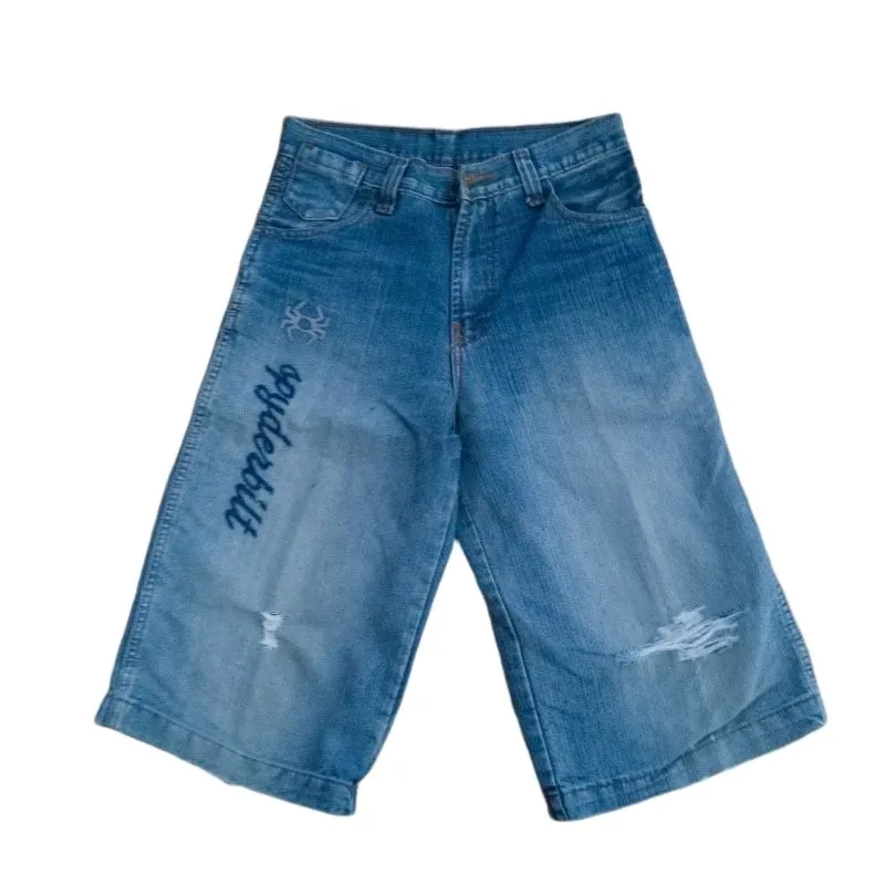 Streetwear Y2K Jeans Pria white blue photo 1