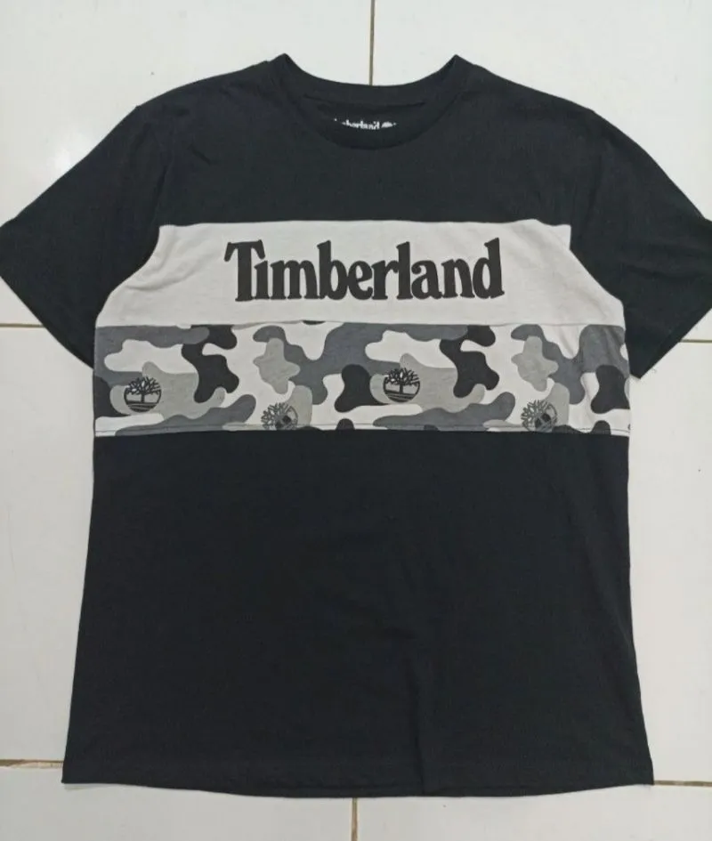 Timberland Streetwear Casual T-shirt Pria white black photo 1