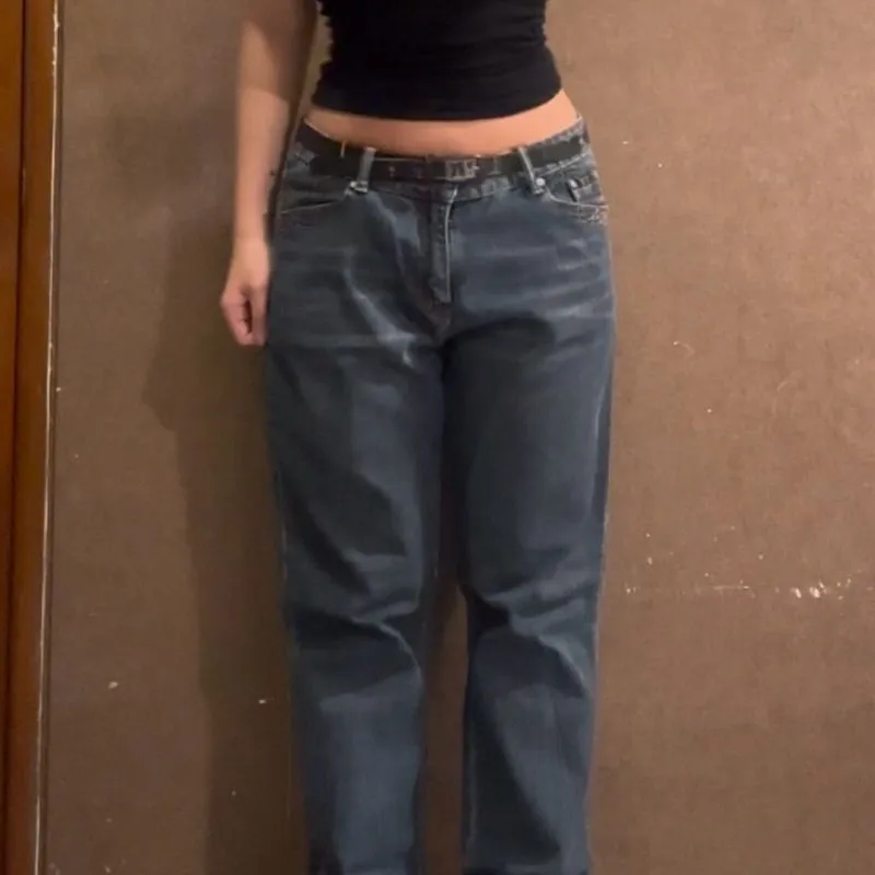 Streetwear Y2K Flare pants Wanita navy photo 1