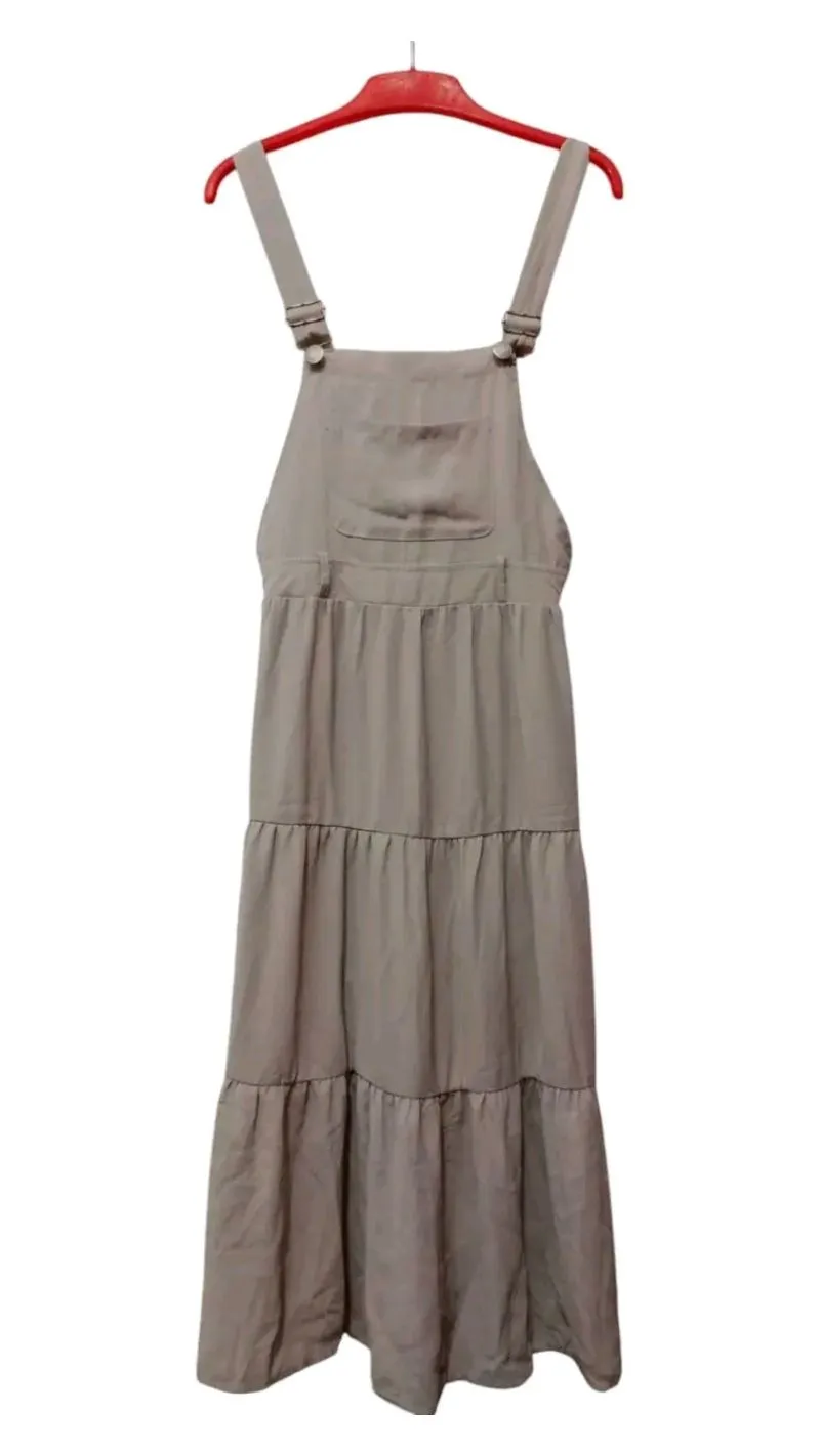GU Vintage Casual Midi dress Wanita tan photo 1