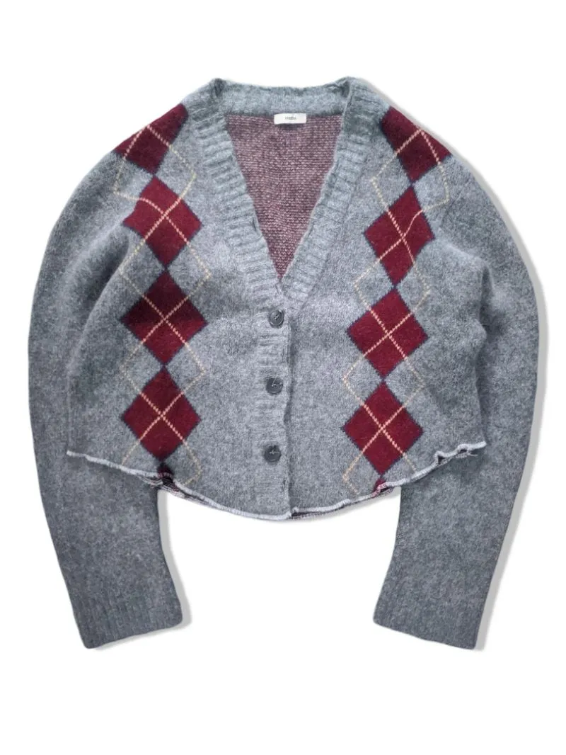 Vintage Argyle Knit Cardigan – Crop Fit photo 1