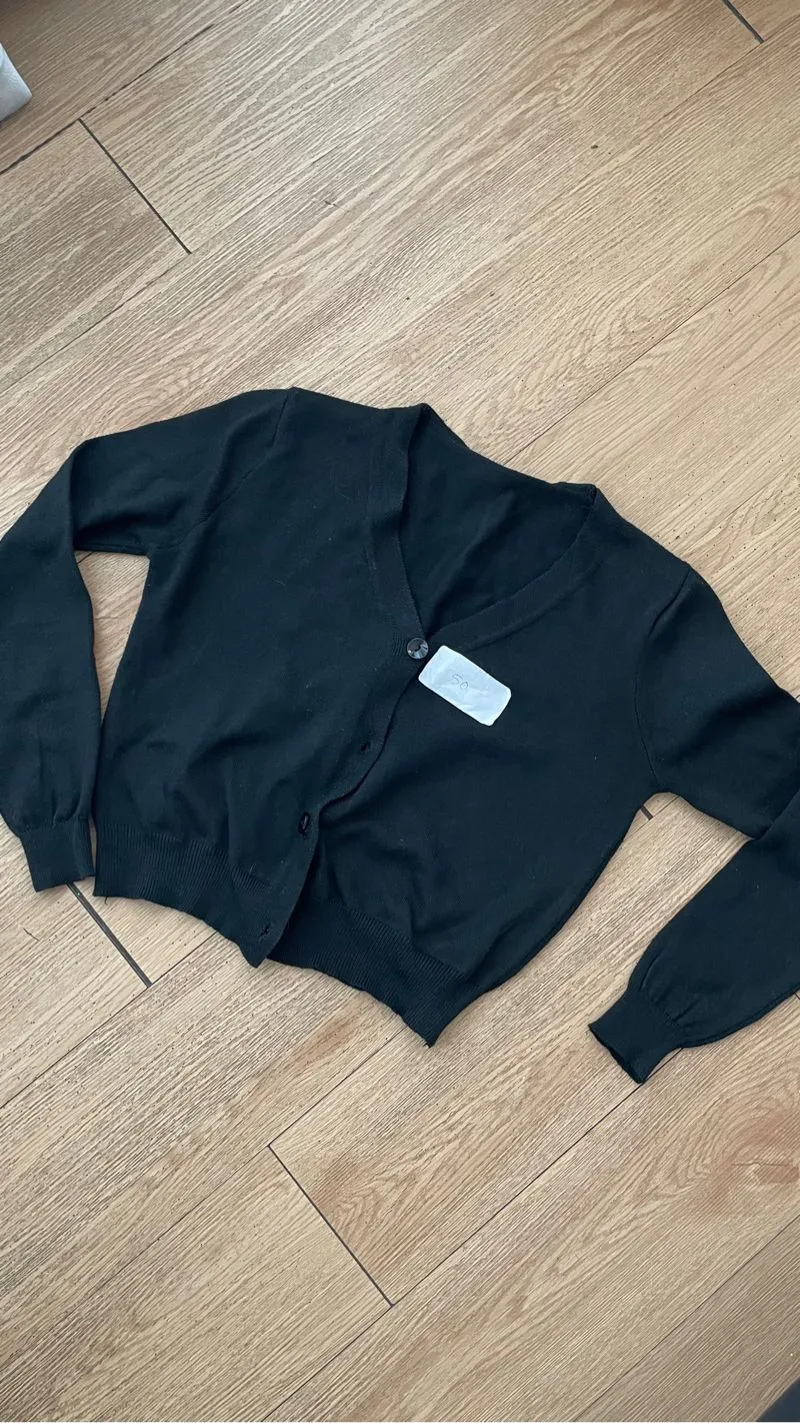 Minimalist Casual Cardigan Wanita black photo 1