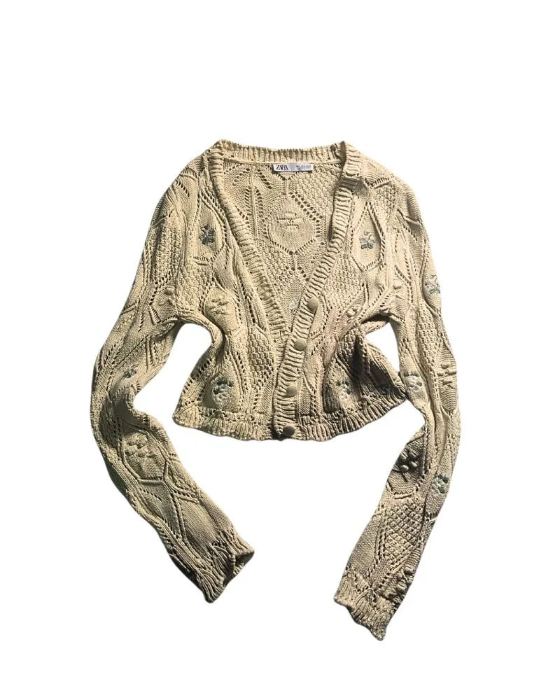 Zara Coquette Casual Cardigan Wanita yellow photo 1