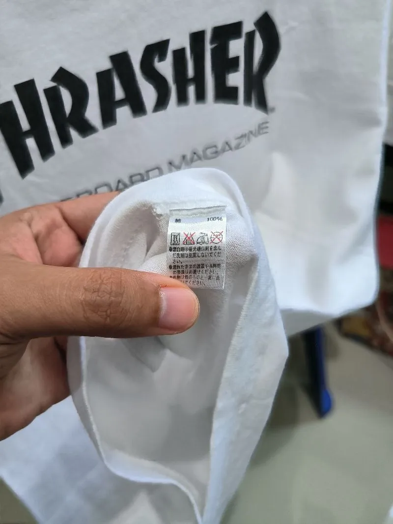 Thrasher Streetwear Skater T-shirt Pria white Preloved