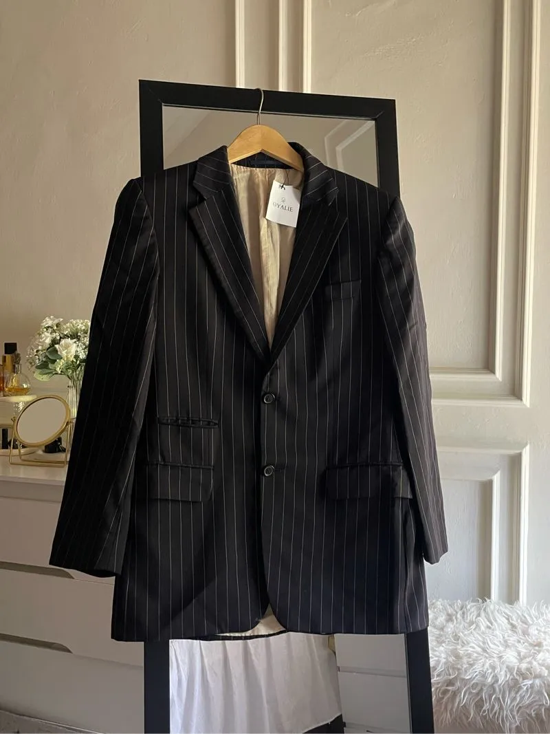Minimalist Casual Blazer Wanita white black photo 1