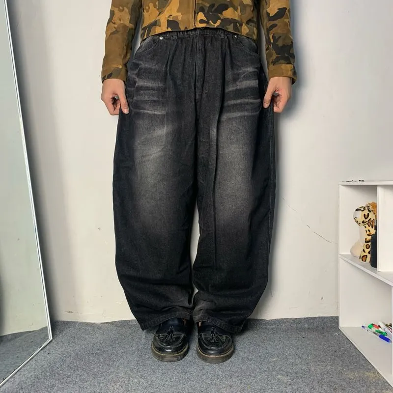 Streetwear Y2K Jeans Pria white black photo 1