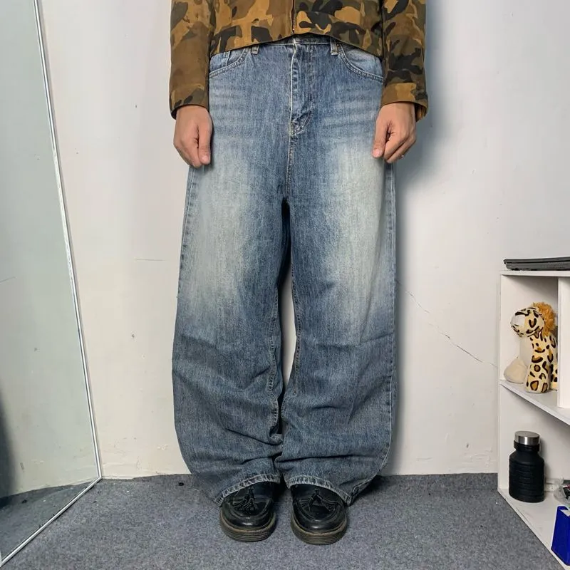 Streetwear Y2K Jeans Pria white blue photo 1