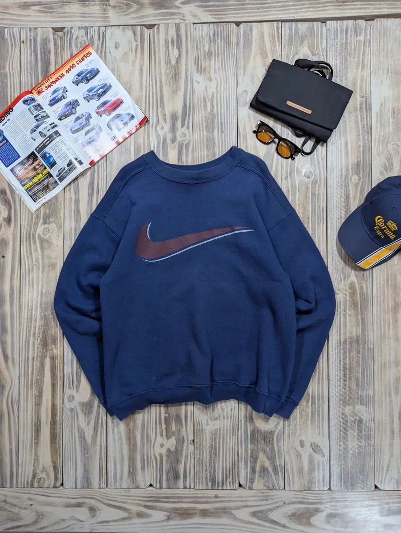 Nike Vintage Streetwear Sweatshirt Pria navy brown photo 1