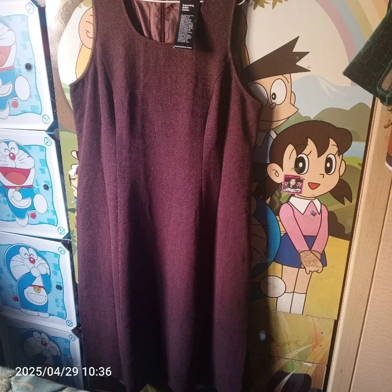Casual Midi dress Wanita burgundy photo 1
