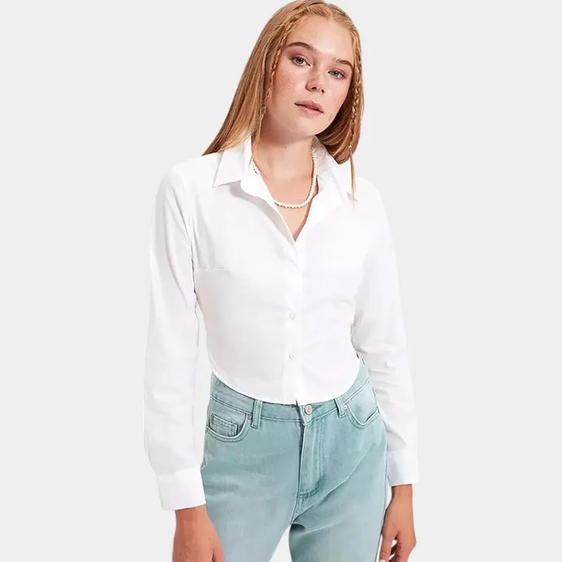 Minimalist Casual Blouse Wanita white photo 1