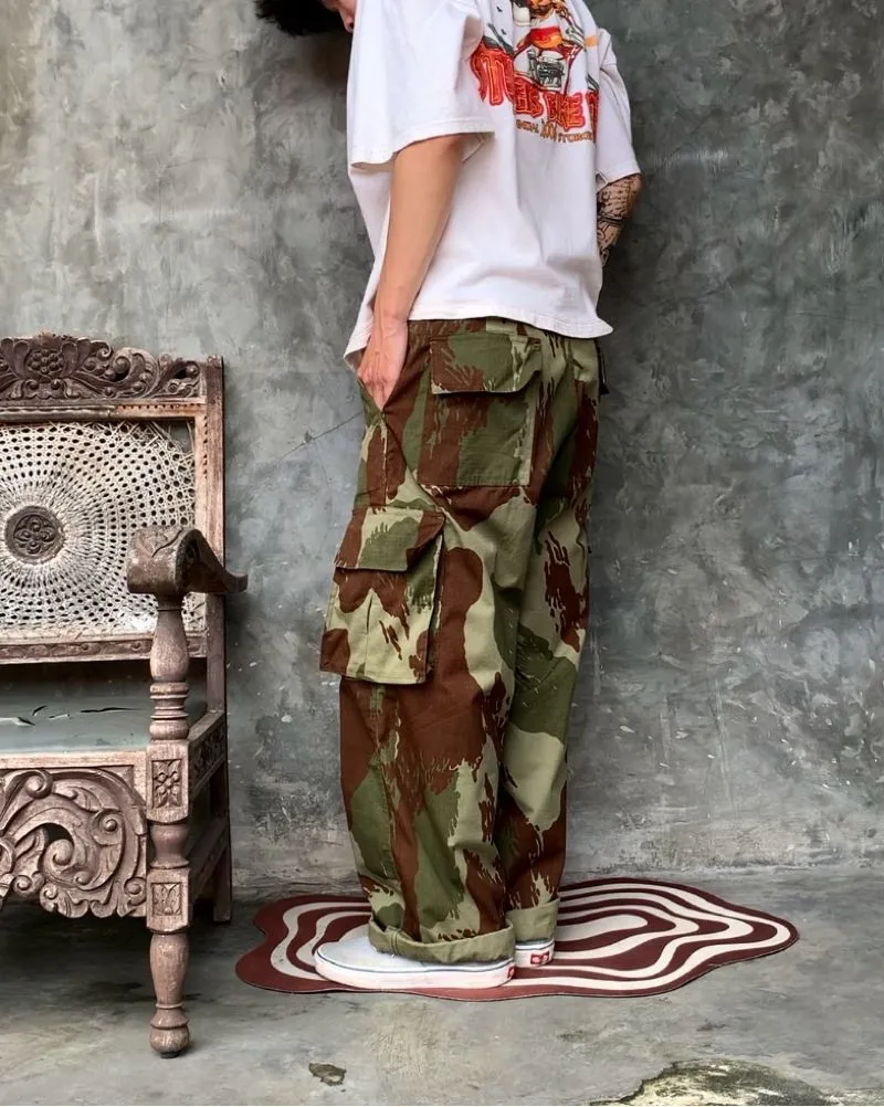 Streetwear Y2K Jeans Pria green brown photo 1