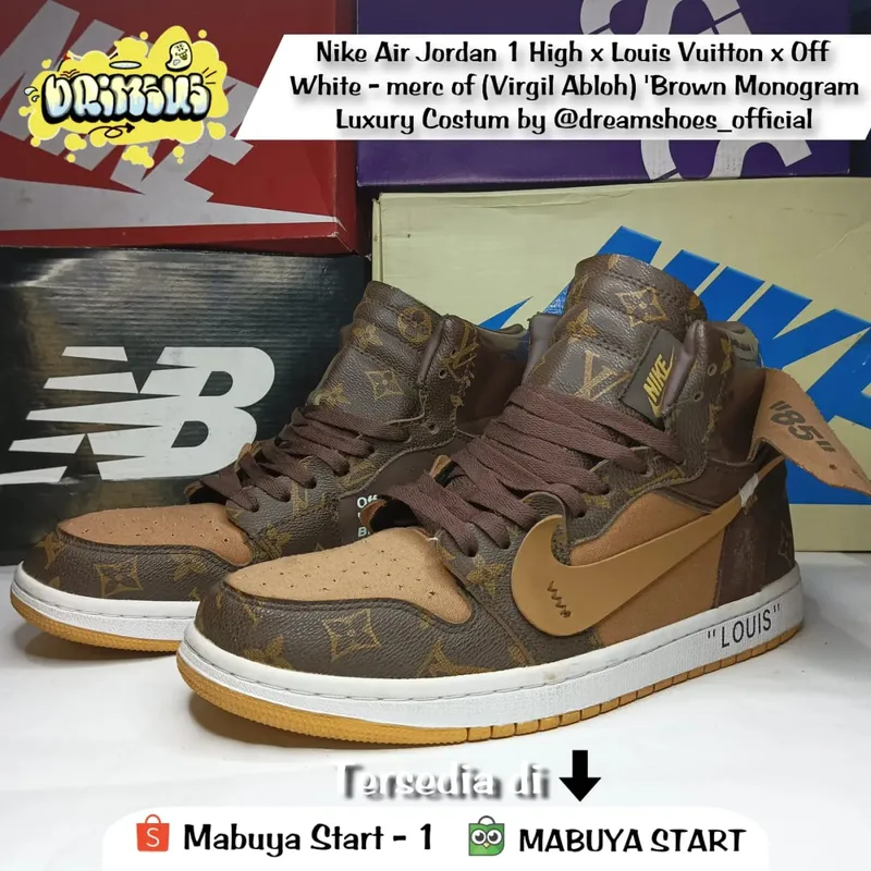 Louis Vuitton Luxury Futurist Sneakers Pria tan brown photo 1