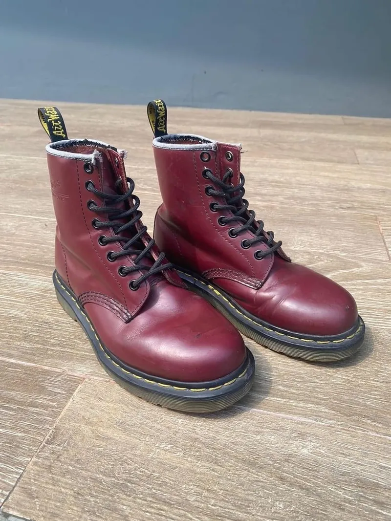 Martens Vintage Boots Wanita burgundy
