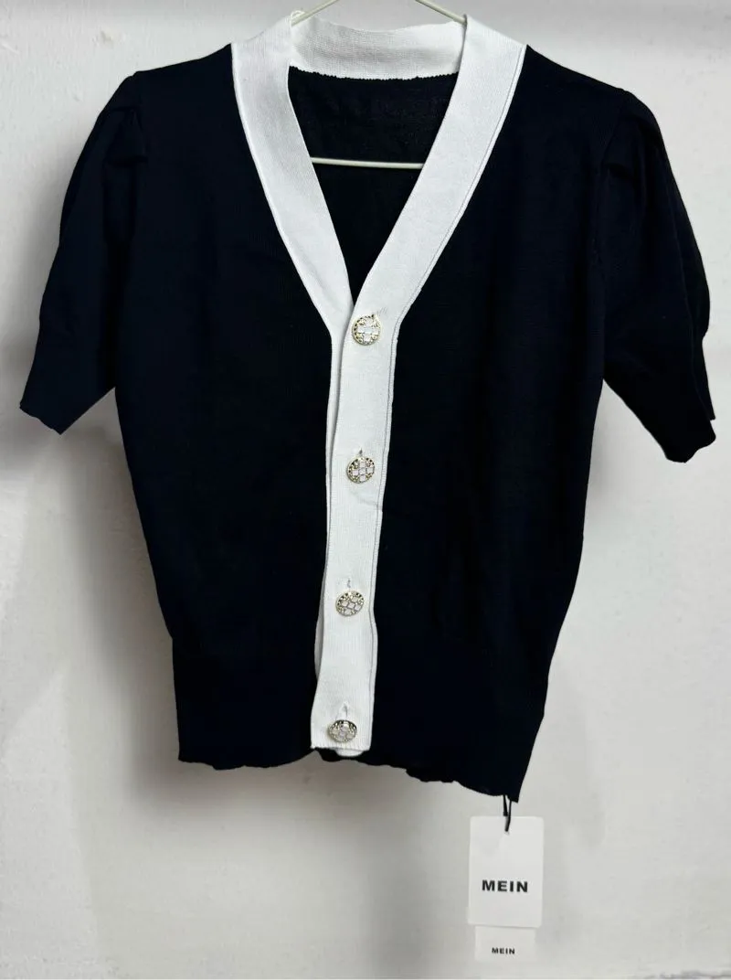MEIN Vintage Luxury Blouse Wanita white black photo 1