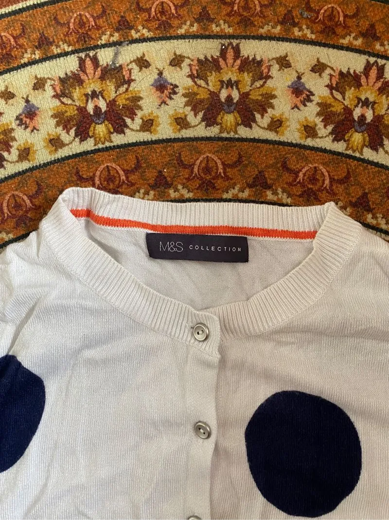 Marks & Spencer Coquette Casual Cardigan Wanita white navy photo 1
