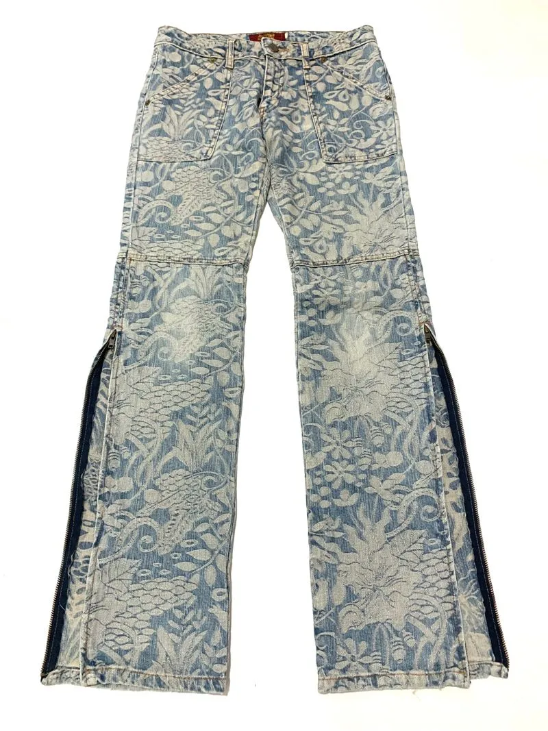 💥 Y2K Mash Mania Floral Jacquard Flared Zipper Pants 💥 photo 1
