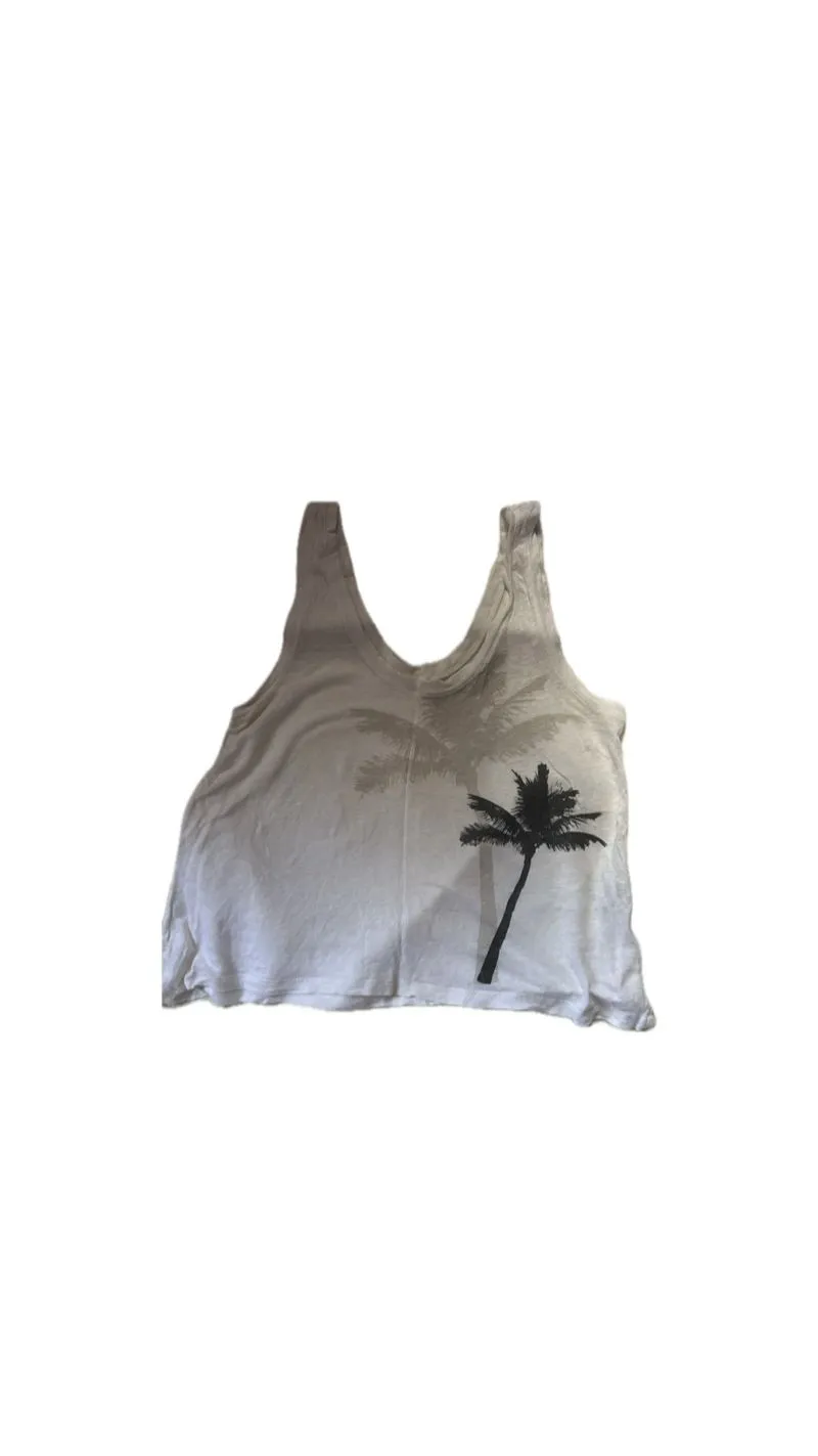Tank Top Crop Putih Motif Pohon Kelapa – Santai & Stylish photo 1