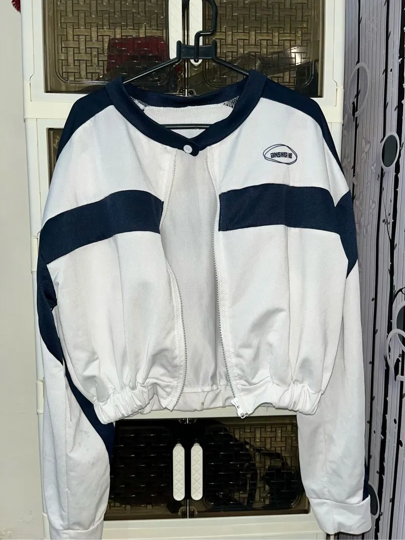 Japanese brand Biker Denim jacket Wanita white blue photo 1