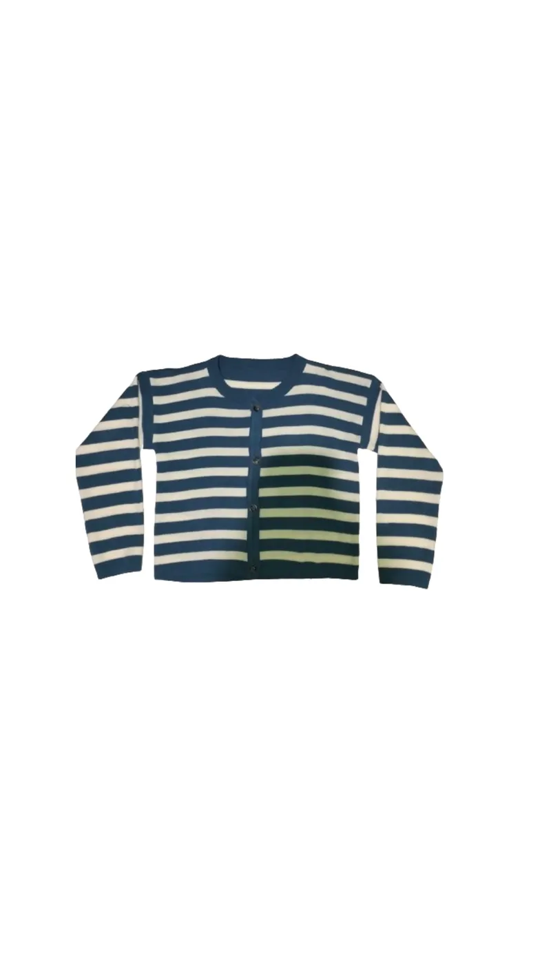 Y2K Cardigan Wanita white blue photo 1