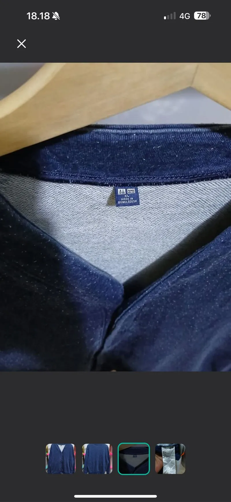 UNIQLO Sweat Cardigan Men's XL Indigo photo 1