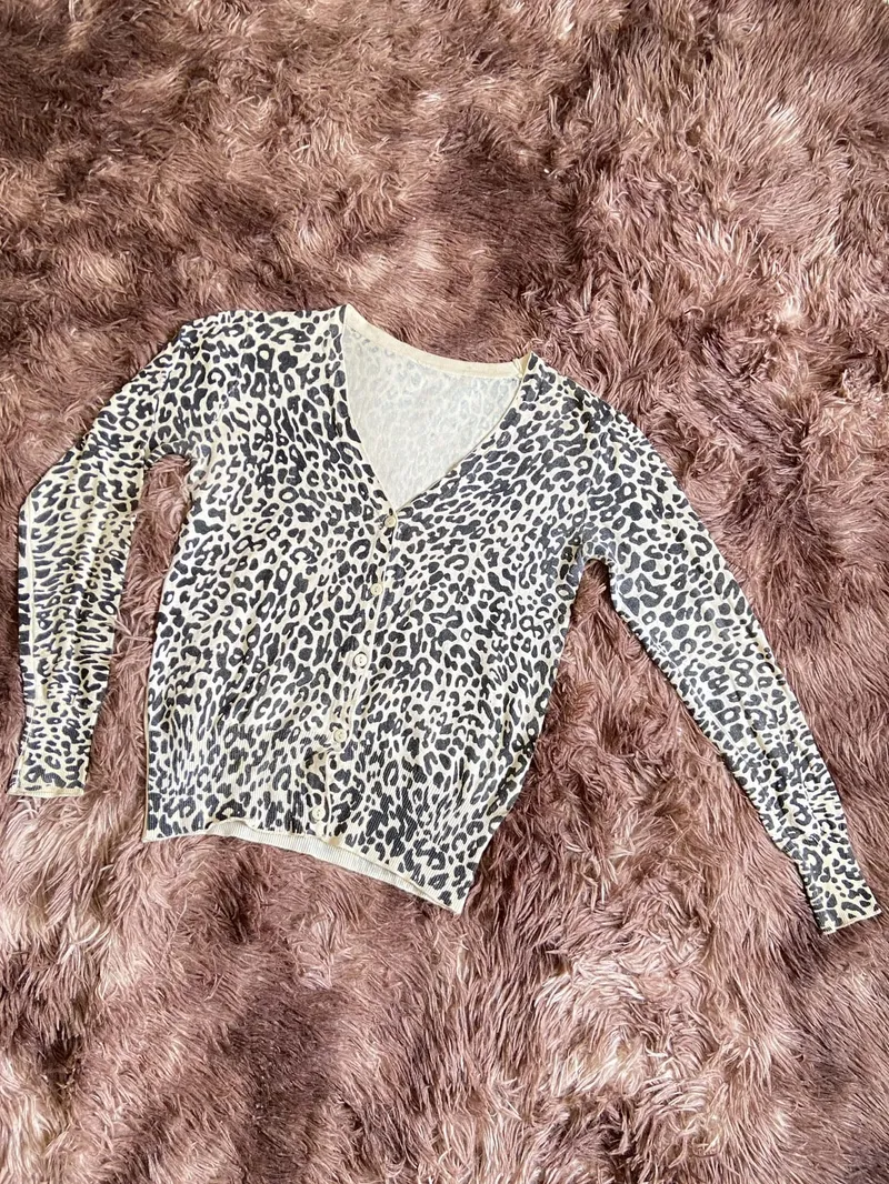 Cardigan Wanita white black photo 1