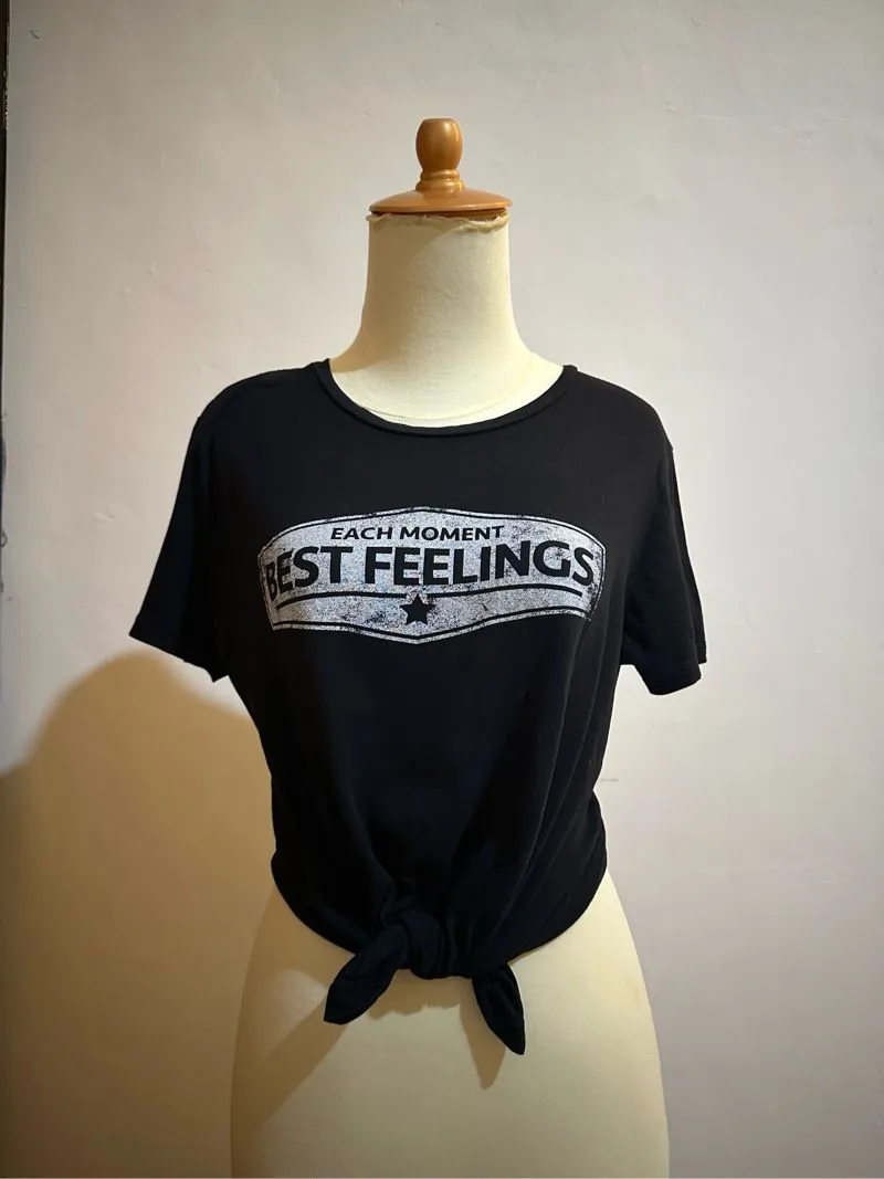 ♡ PULL&BEAR BEST FEELINGS BLACK T-SHIRT ♡  photo 1