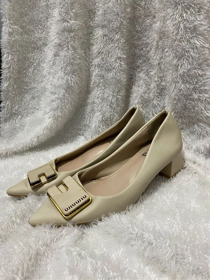 Y2K Lolita Heels Wanita cream photo 1