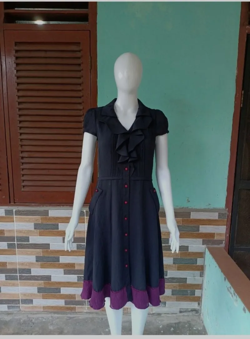Vintage Luxury Maxi dress Wanita navy photo 1