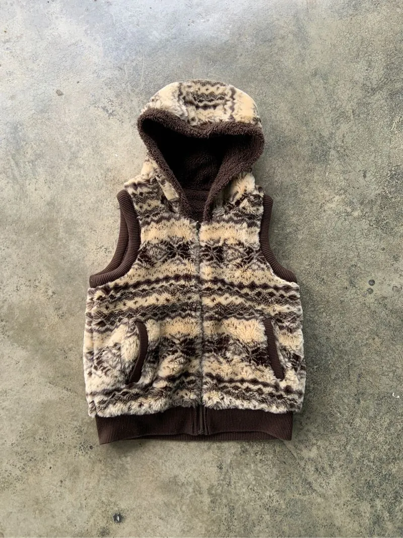 Vintage Fleece Revebsilble Zip Hoodie Vest  photo 1