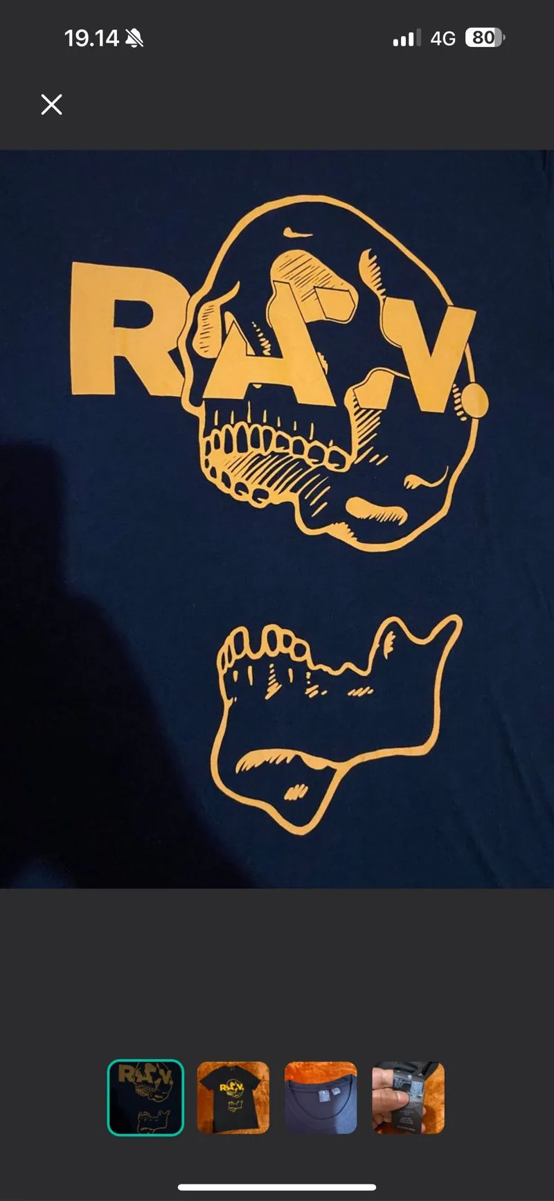 G-Star Raw T-Shirt Designer Crâne Logo Noir Taille photo 1