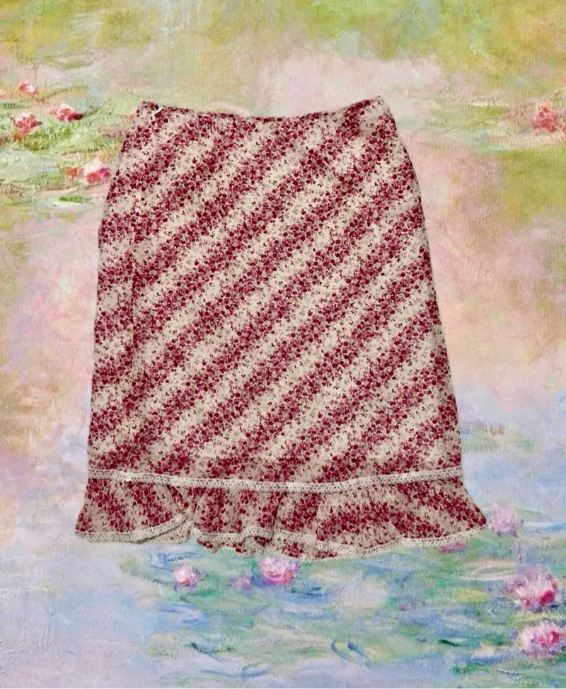 Y2K Vintage coquette lace floral skirt photo 1