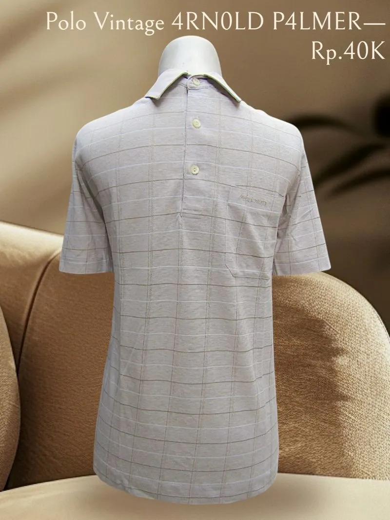 Arnold Palmer Vintage Casual Polo shirt Pria white tan photo 1